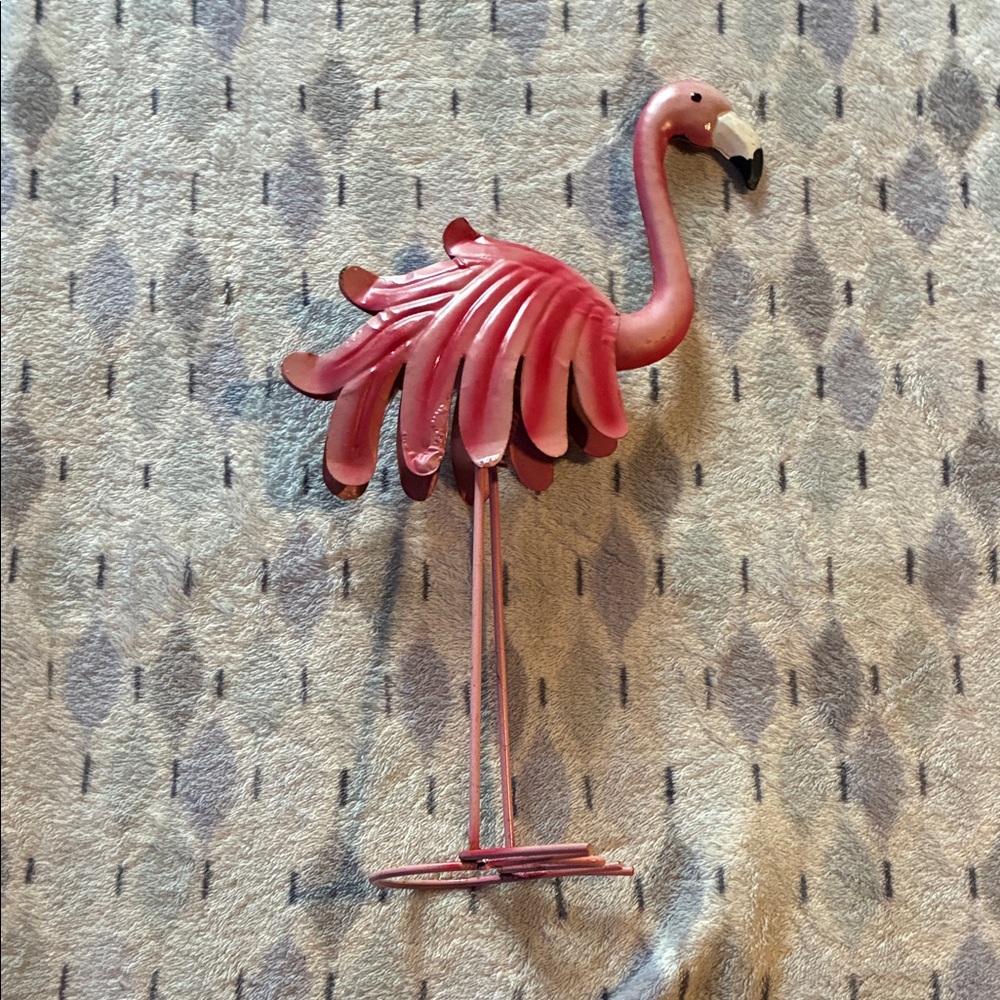 Pink Flamingo Metal Standing Decor